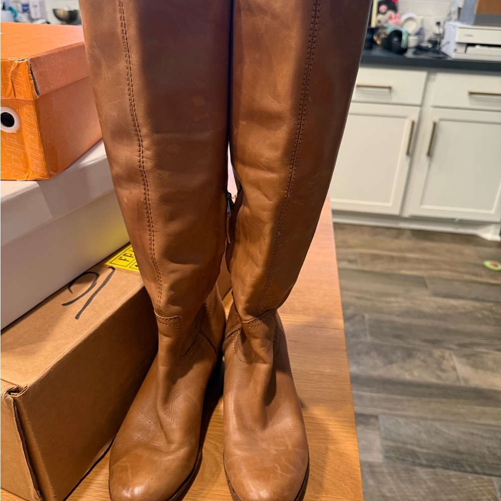 Sam Edelman Women's Tall Leather  Boots - Cognac Brown